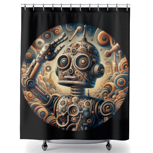 Robot, Boy, Child, Salute, Science Shower Curtains
