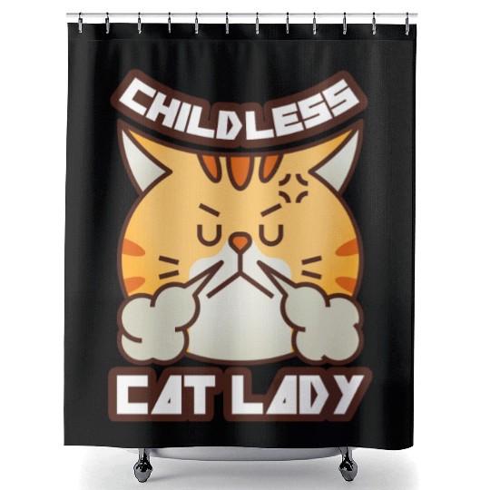 childless cat lady Shower Curtains
