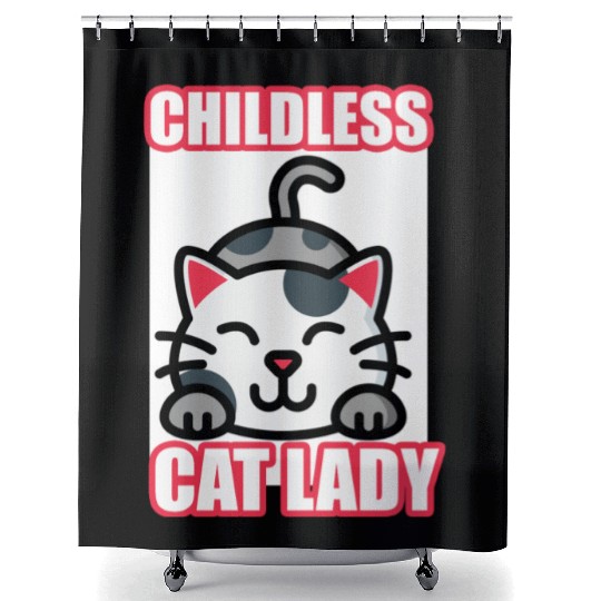 childless cat lady Shower Curtains