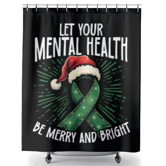 Let Your Mental Health Be Merry and Bright Holiday Shower Curtains