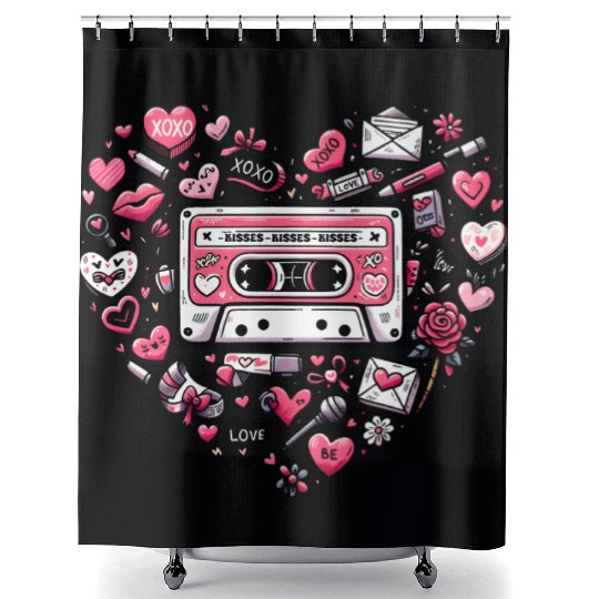Valentines, Valentines Day, Retro Valentine Shower Curtains