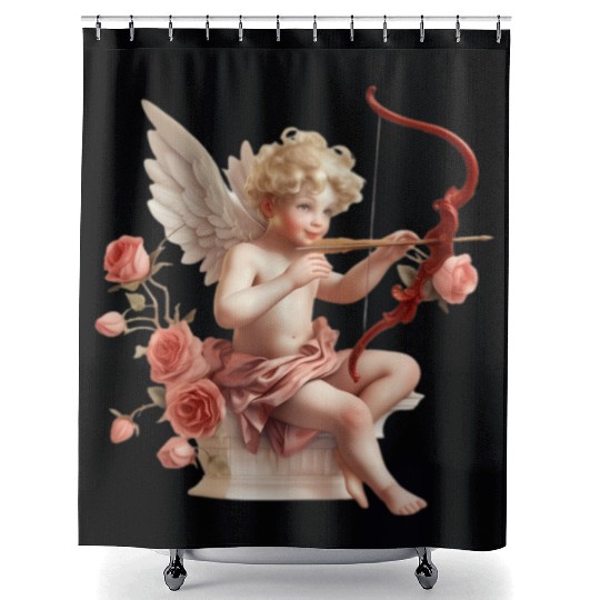 Valentines Cute, Valentine Retro Shower Curtains