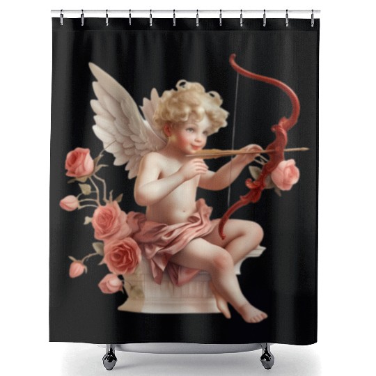 Valentines Cute, Valentine Retro Shower Curtains