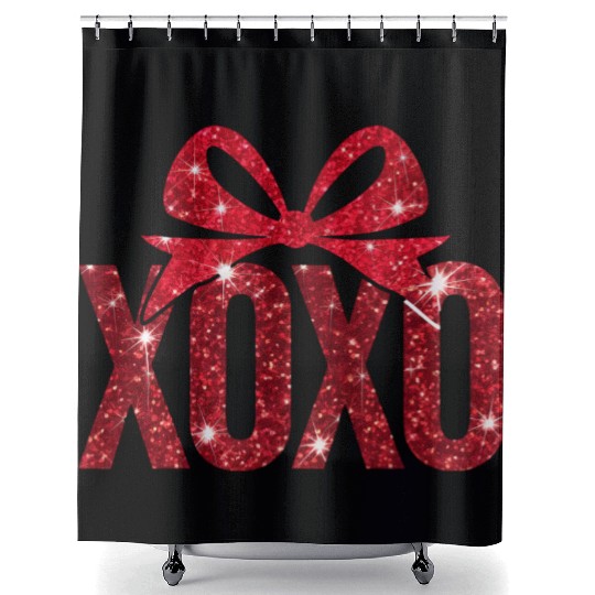 Faux Sequin Xoxo Shower Curtains