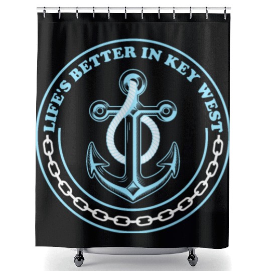 Florida Sailing LIFE'S BETTER IN KEY-WEST Shower Curtains