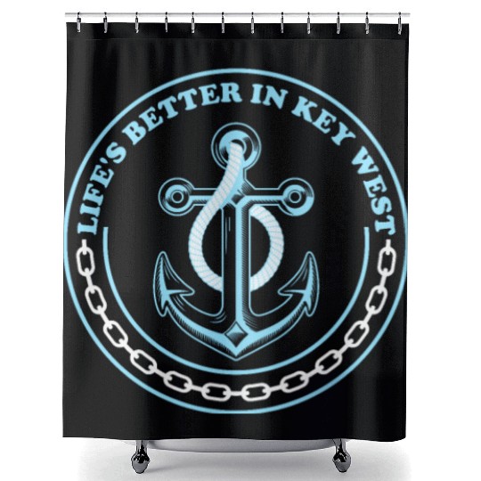 Florida Sailing LIFE'S BETTER IN KEY-WEST Shower Curtains