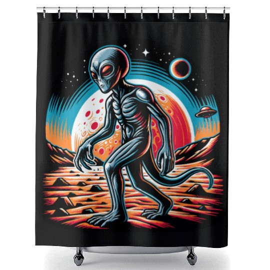 Alien on Mars Shower Curtains