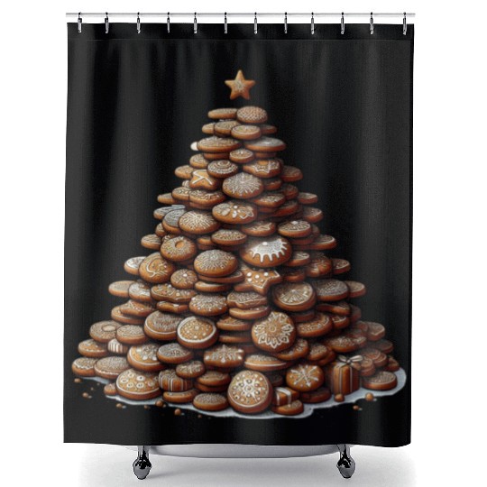 Gingerbread Christmas Tree - Festive Gifts Shower Curtains