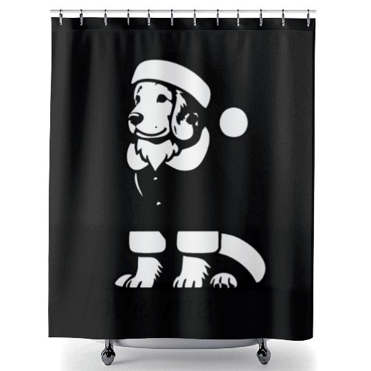 Christmas minimalist golden retriever love me Shower Curtains