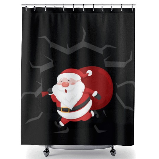 Santa's Surprise Entrance Shower Curtains