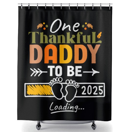 One Thankful Daddy To Be 2025 Thanksgiving Shower Curtains