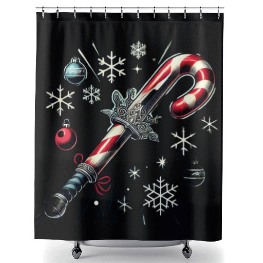 Candy Cane Swordfight: Christmas Battle & Cheer Shower Curtains