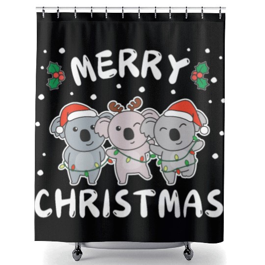 Merry Christmas Cute Koala Festive Lights Koala Shower Curtains