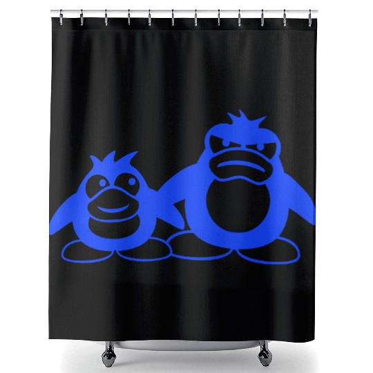 Penguin Two Friends 2 Team Big Brother Angry Crew Shower Curtains