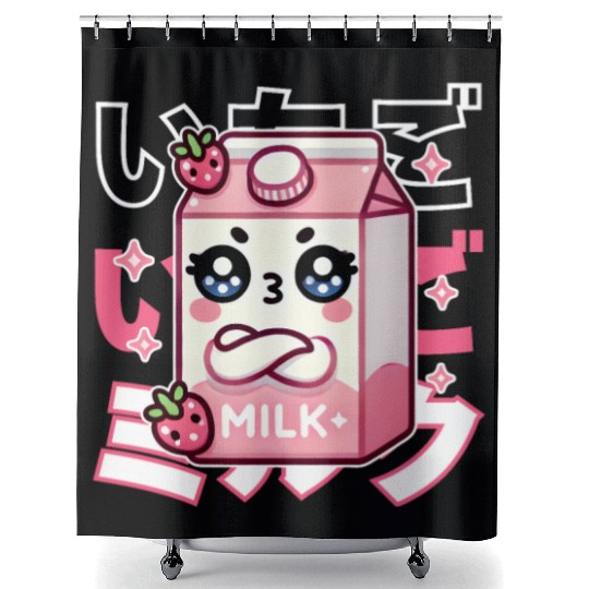 Touchy Strawberry Milk Hug Shower Curtains