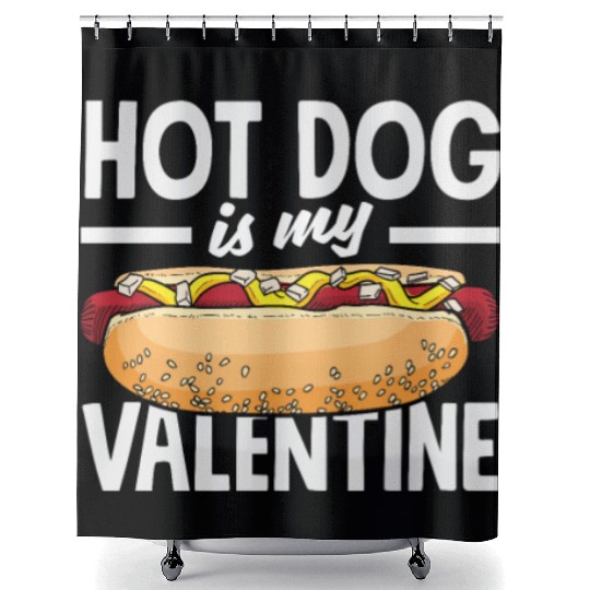 Hot Dog Is My Valentine Delight Shower Curtains