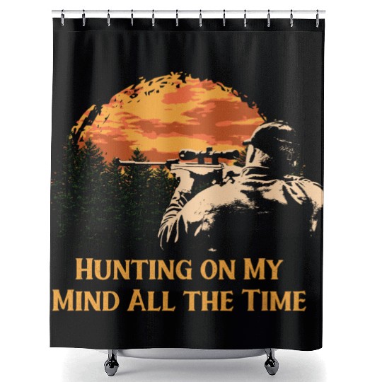 Hunting on My Mind Hunter Couples Animal Shooting Shower Curtains