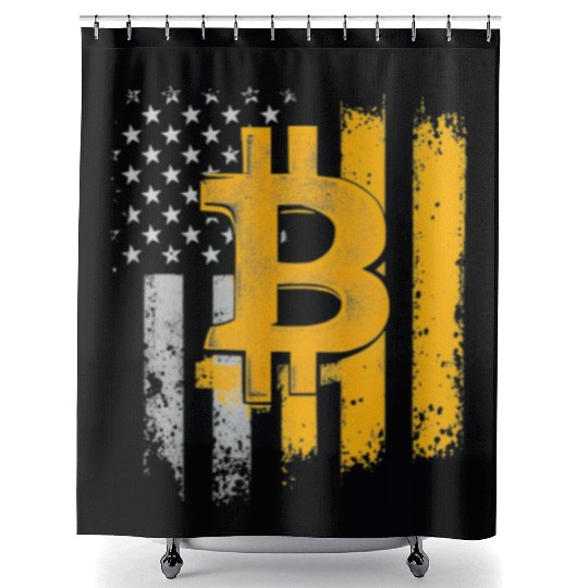 American Bitcoin Blockchain Cryptocurrency BTC Shower Curtains