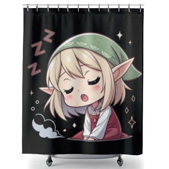 Sleepy Sprite: Cute Elf Napping So Lovingly Shower Curtains