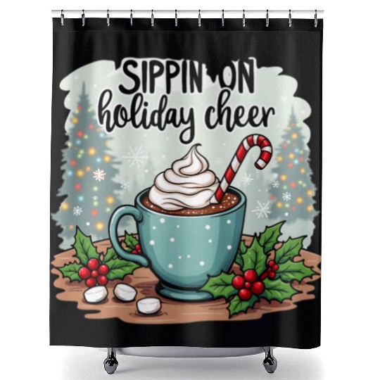 Sippin' On Holiday Cheer Hot Cocoa Shower Curtains