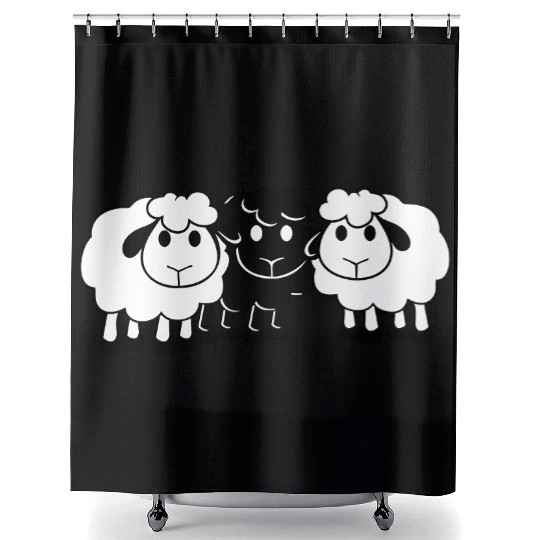 Black Sheep 3 Small Friends Team Crew Sheep Cute Shower Curtains