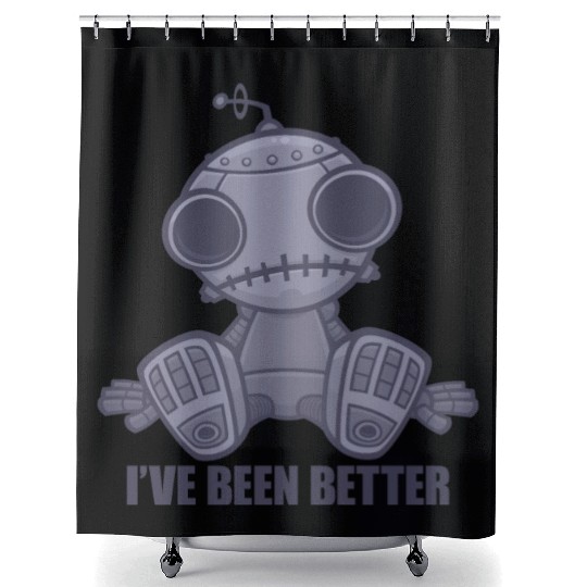 I've Been Better Sad Robot Cartoon Shower Curtains