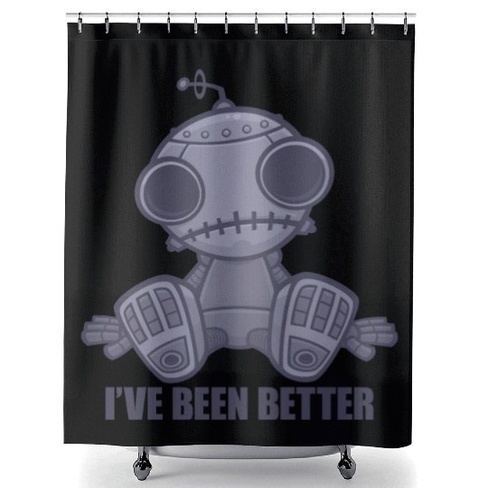 I've Been Better Sad Robot Cartoon Shower Curtains