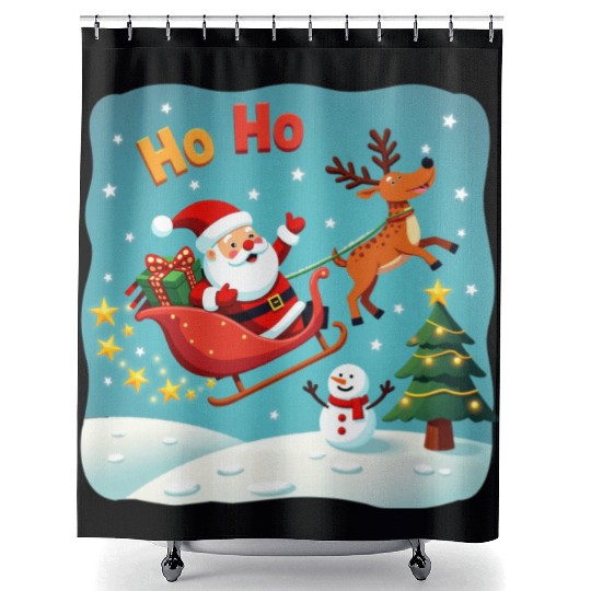Santa Clause waving " HO-HO" Shower Curtains