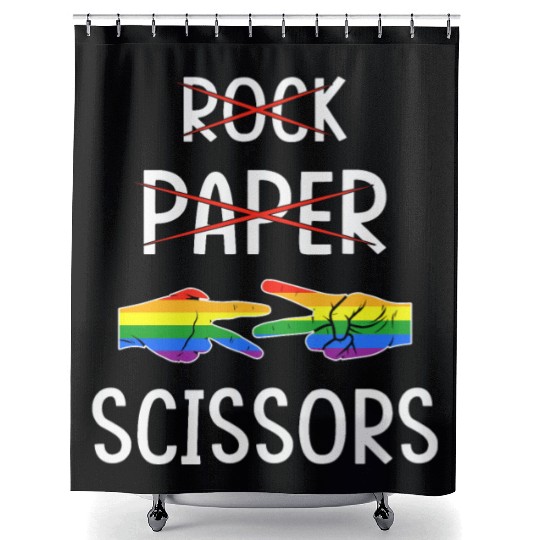LGBTQ Lesbian Rock Paper Scissors Shower Curtains