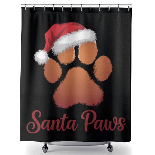 Santa Paws Christmas Shower Curtains, Cute Pet Lovers Holid