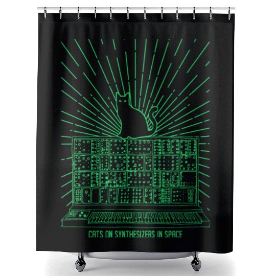 Cats on Synthesizers in Space – Hilarious Cosmic Shower Curtains