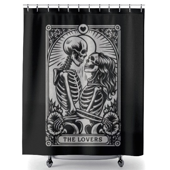 Vintage Gothic Skeleton Couple Tarot Card with Shower Curtains