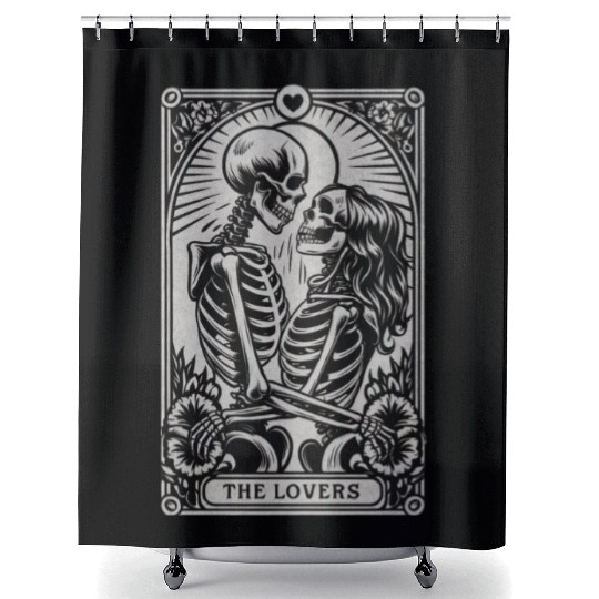 Vintage Gothic Skeleton Couple Tarot Card with Shower Curtains