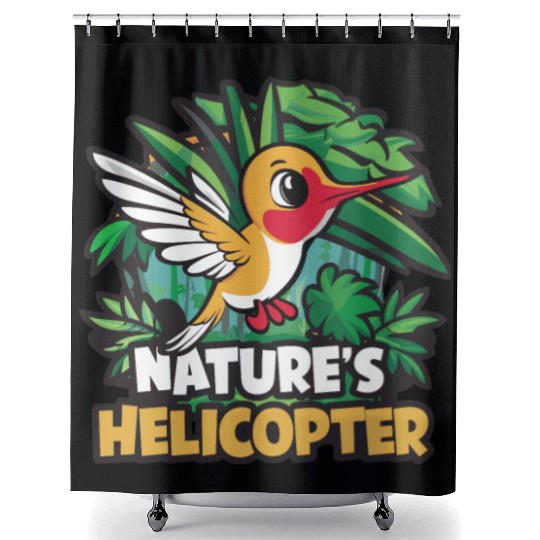 Hummingbird Humor Nature's Helicopter Tropical Shower Curtains