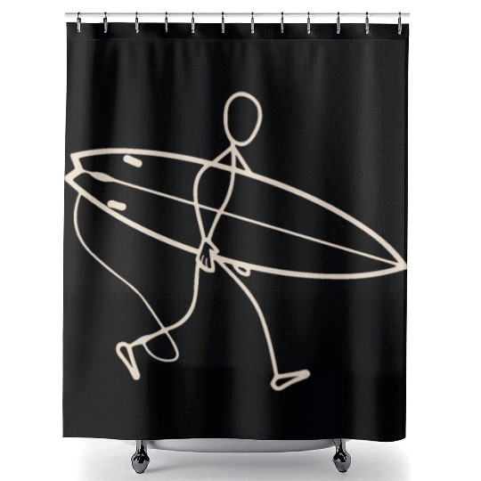 Surfer walking with surfboard Shower Curtains