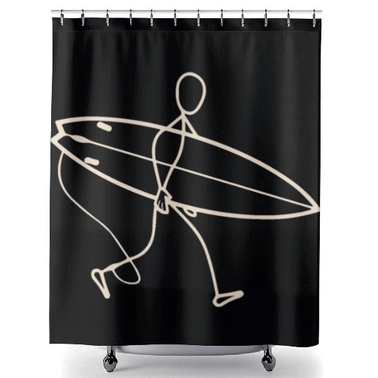 Surfer walking with surfboard Shower Curtains