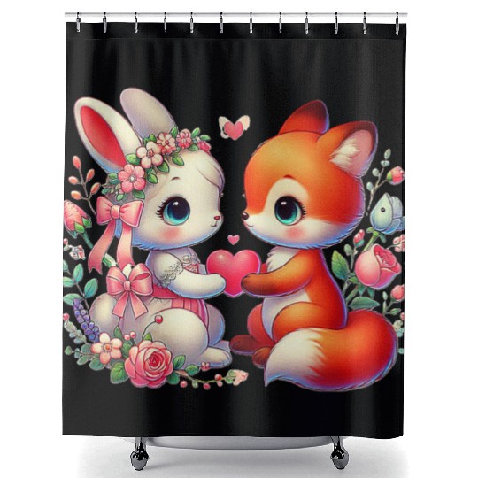 Beautiful couple heartvalentine's day design Shower Curtains