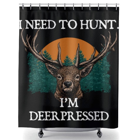 Im DEERpressed Deer Hunting Elk Hunter Funny Dad Shower Curtains