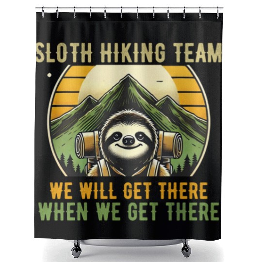 Sloth Hiking Team - Outdoor Adventure Shower Curtains