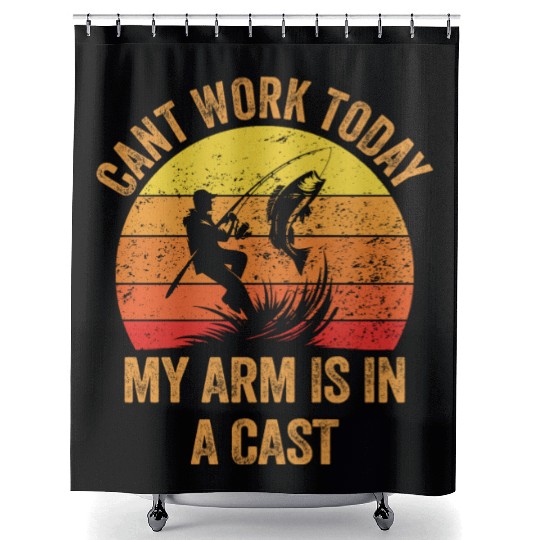 Retro Can't Work Today My Arm Is In A Cast Fisher Shower Curtains