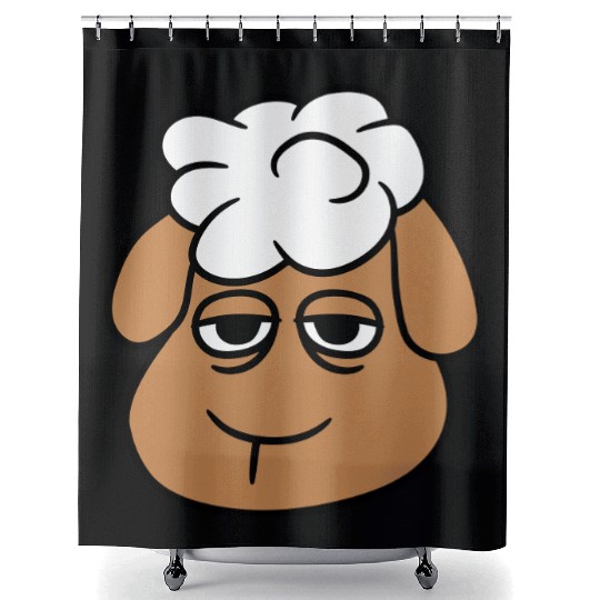 Sheep Tired Bored Empty Look Head Face Unhappy Sad Shower Curtains