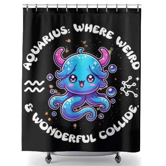 Aquarius: Where Weird and Wonderful Collide Zodiac Shower Curtains