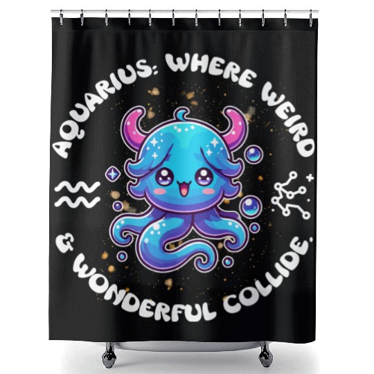 Aquarius: Where Weird and Wonderful Collide Zodiac Shower Curtains