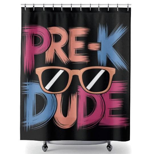 Pre-K Dude Fun Cool Back to School Style Vibes Shower Curtains