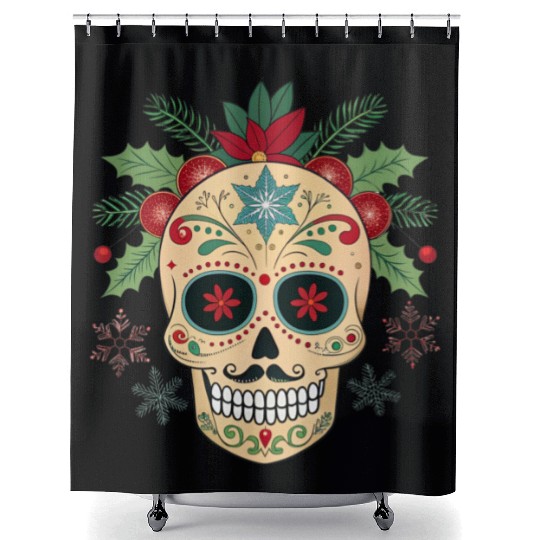 Holiday Sugar Skull Shower Curtains