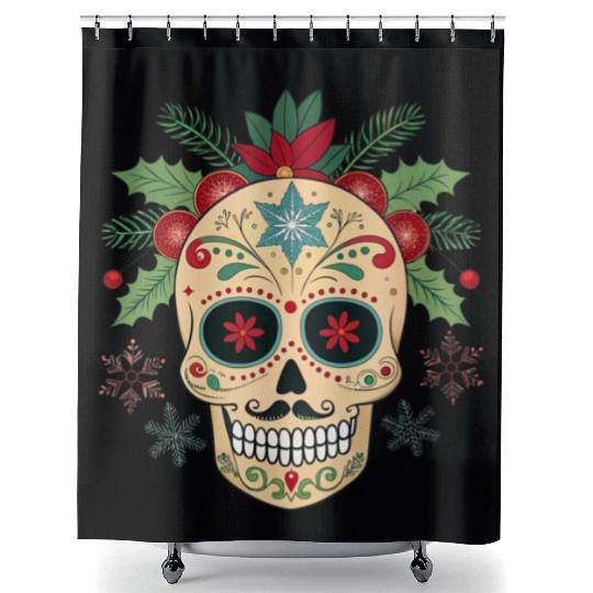 Holiday Sugar Skull Shower Curtains