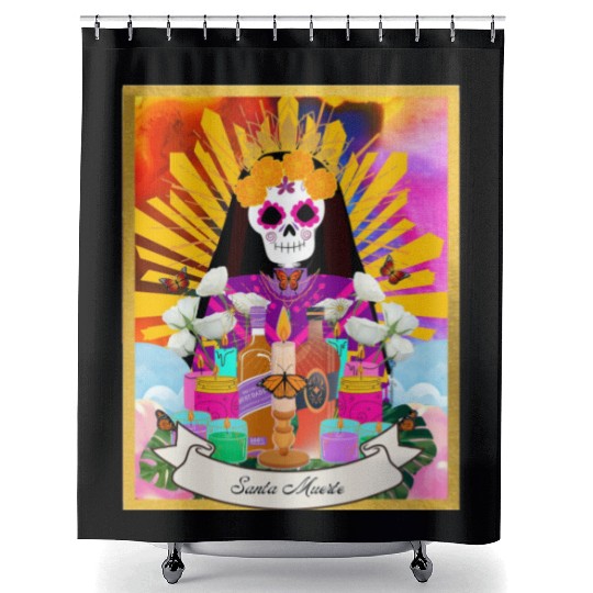 Butterfly Santa Muerte Shower Curtains