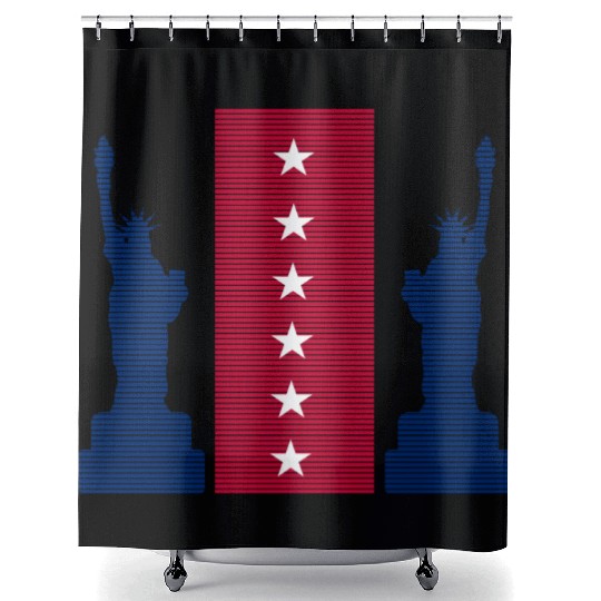 Stylized Statue of Liberty Graphic Design Shower Curtains