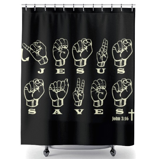 ASL Sign Language, Jesus Saves, John 3:16 Shower Curtains