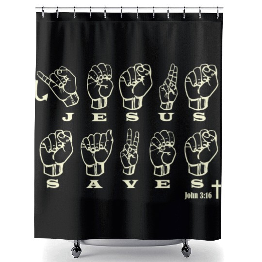 ASL Sign Language, Jesus Saves, John 3:16 Shower Curtains